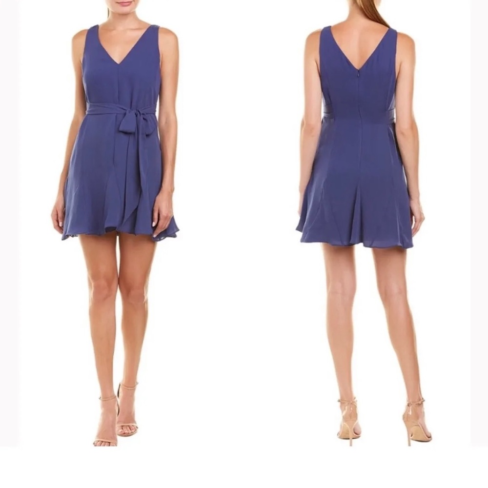 Parker  Blue V Neck Tie Front Dress Mini Dress size Small S NWT $328